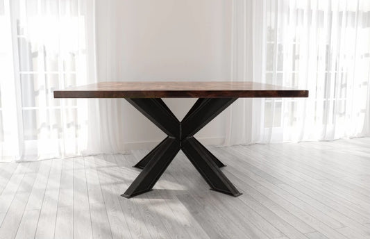 Dining Table, steel frame, Solid Black Walnut Top....2.5" thick